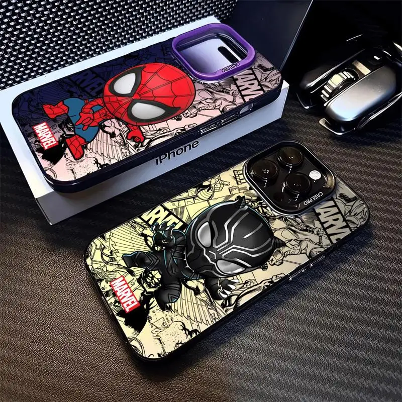 Cartoon Marvel Sqiderman Phone Case for Apple iPhone 15 Pro Max 16 Pro 14 Pro 13 12 11 Pro Max 14 Plus Color Silicone Shell