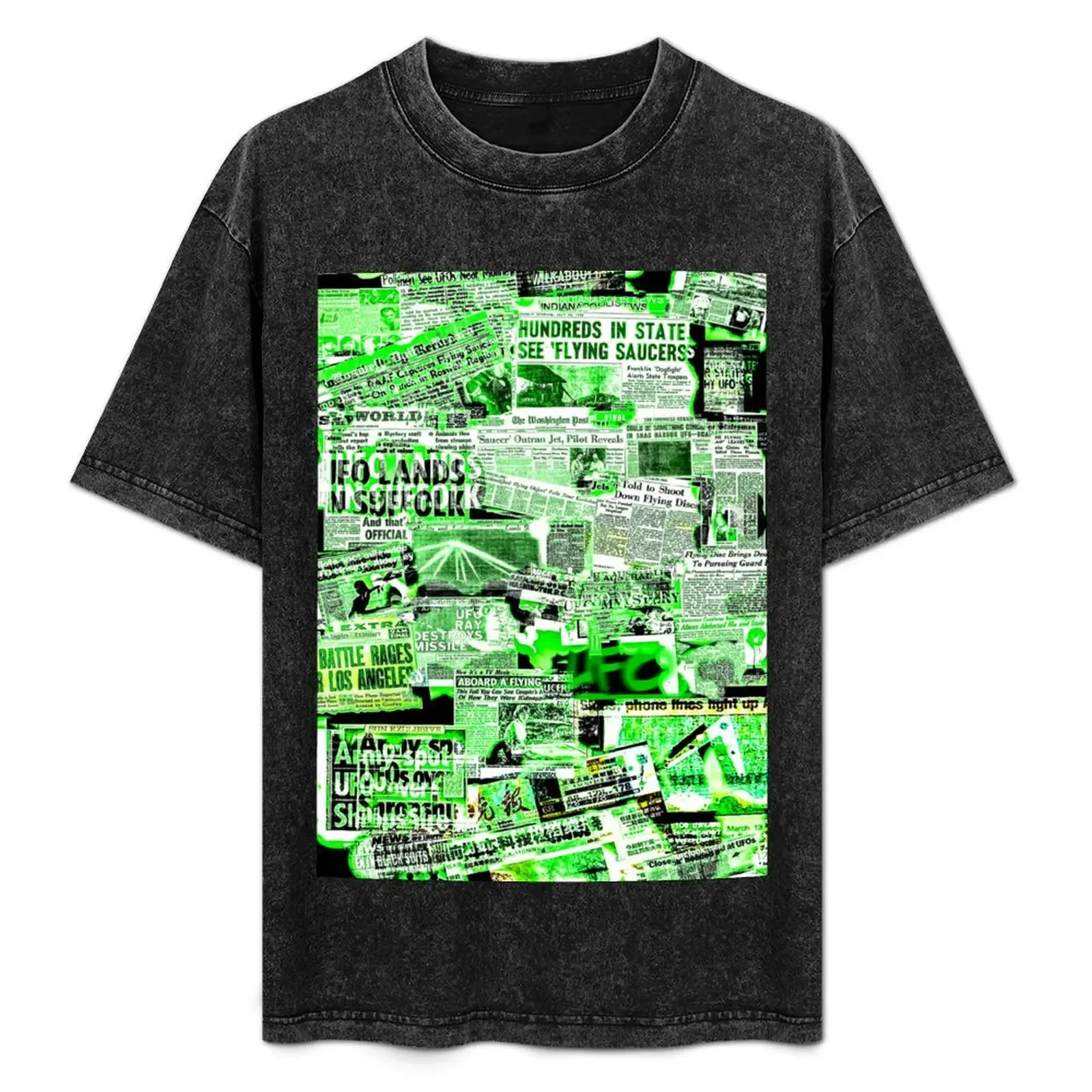 

ufo news print biggest cases art alien conspiracy T-Shirt blanks street wear T-shirts oversize summer 2025 funny t shirts men