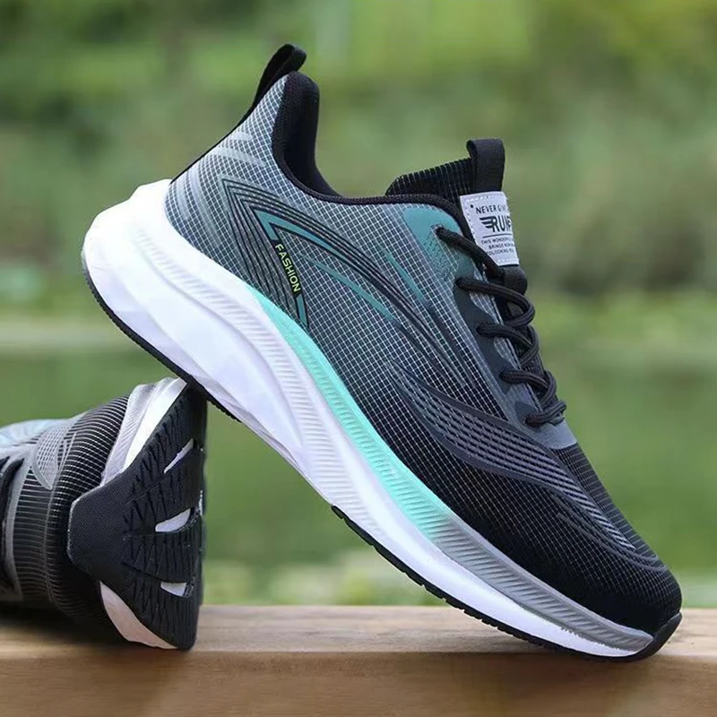 

Oulylan Outdoor Lightweight Sports Shoes Summer Men Casual Shoes Mixed Color Breathable Mesh Footwear Lace Up Anti Slip Sneakers