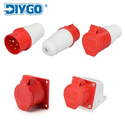 DIY GO High Quality IP44 Waterproof Electrical Connection Industrial Plug and Socket Wall Mounted Junction Box 32A 380-415V 5Pin