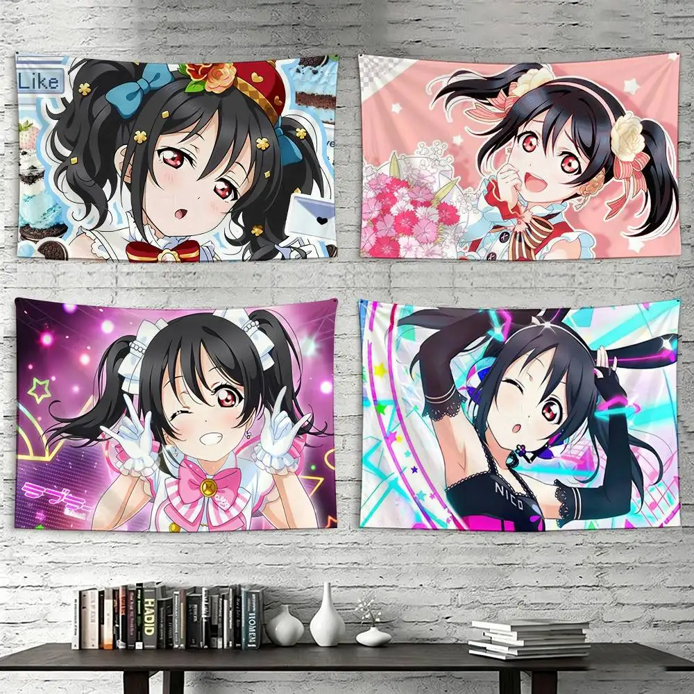 

Yazawa Nico Love Live Anime Girl Flags Wall Hanging Tapestry Outdoor Garage Room Decorative flag Background Blanket