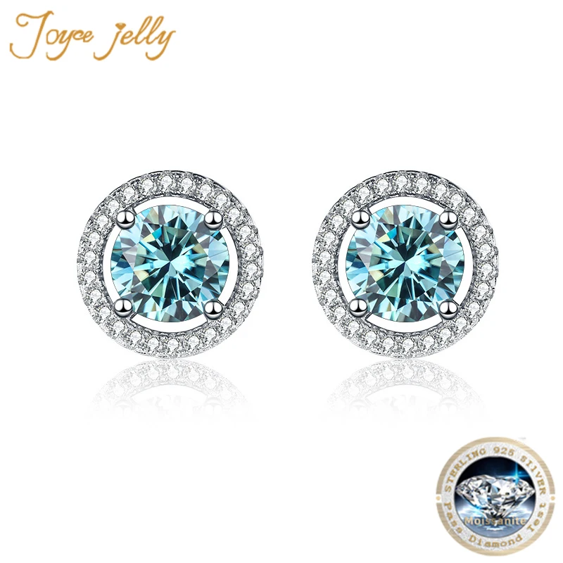 JoyceJelly Real Women's 925 Sterling Silver Jewelry 2X1CT 6.5mm GRA Moissanite Stud Earrings Lab Diamond Ear-studs Wedding Gift