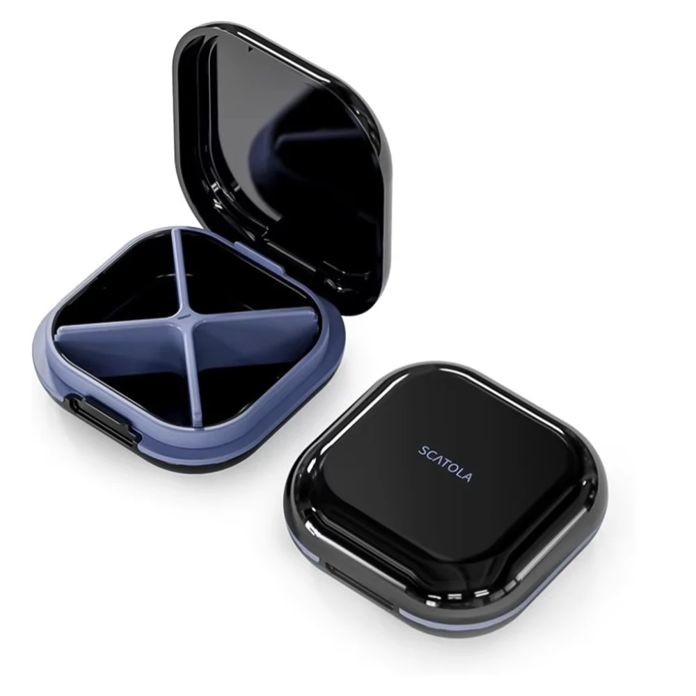 Mini Pill Box Travel Pill Box Lightweight 4 Compartment Pocket Pill Container Daily Portable Medicine Storage Box