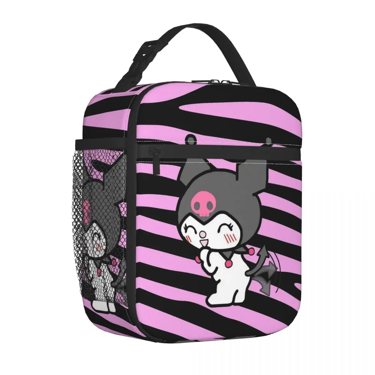 

Cute Kuromi Smiling Insulated Lunch Bag Cooler Bag Reusable Lunch Container Portable Lunch Box Tote Food Bag Office Travel