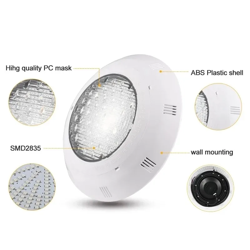 Lampe LED imperméable conforme à la norme IP68, spot lumineux submergé, avec télécommande, montage mural, idéal pour une piscine ou un bureau, RVB, 12V