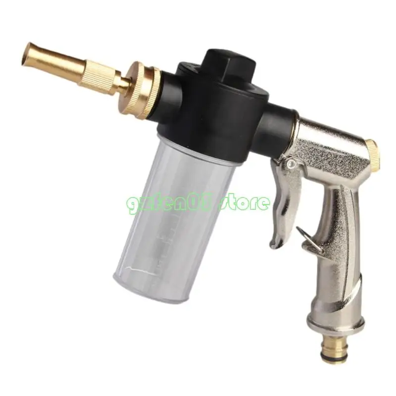 

W0YC Garden Hose Nozzle Adjustable with Plastic Soap Dispenser Bottle for Solar Panel Cleaning and Plant Watering