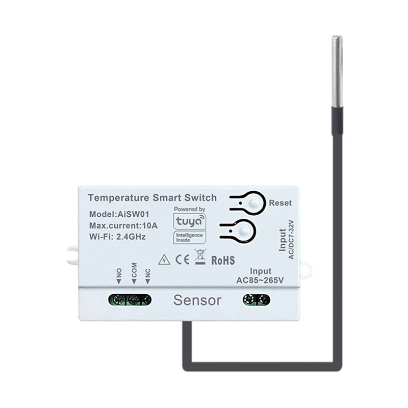 B57A Tuya Wifi Temperature Switch Sensor 2.4G Wifi Temperature Switch Sensor Smart Switch With Temperature Probe