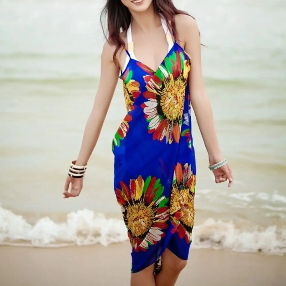 ملابس سباحة صيفية للحماية من الشمس على الشاطئ، ملابس سباحة بيكيني لتغطية تنورة بدون ظهر