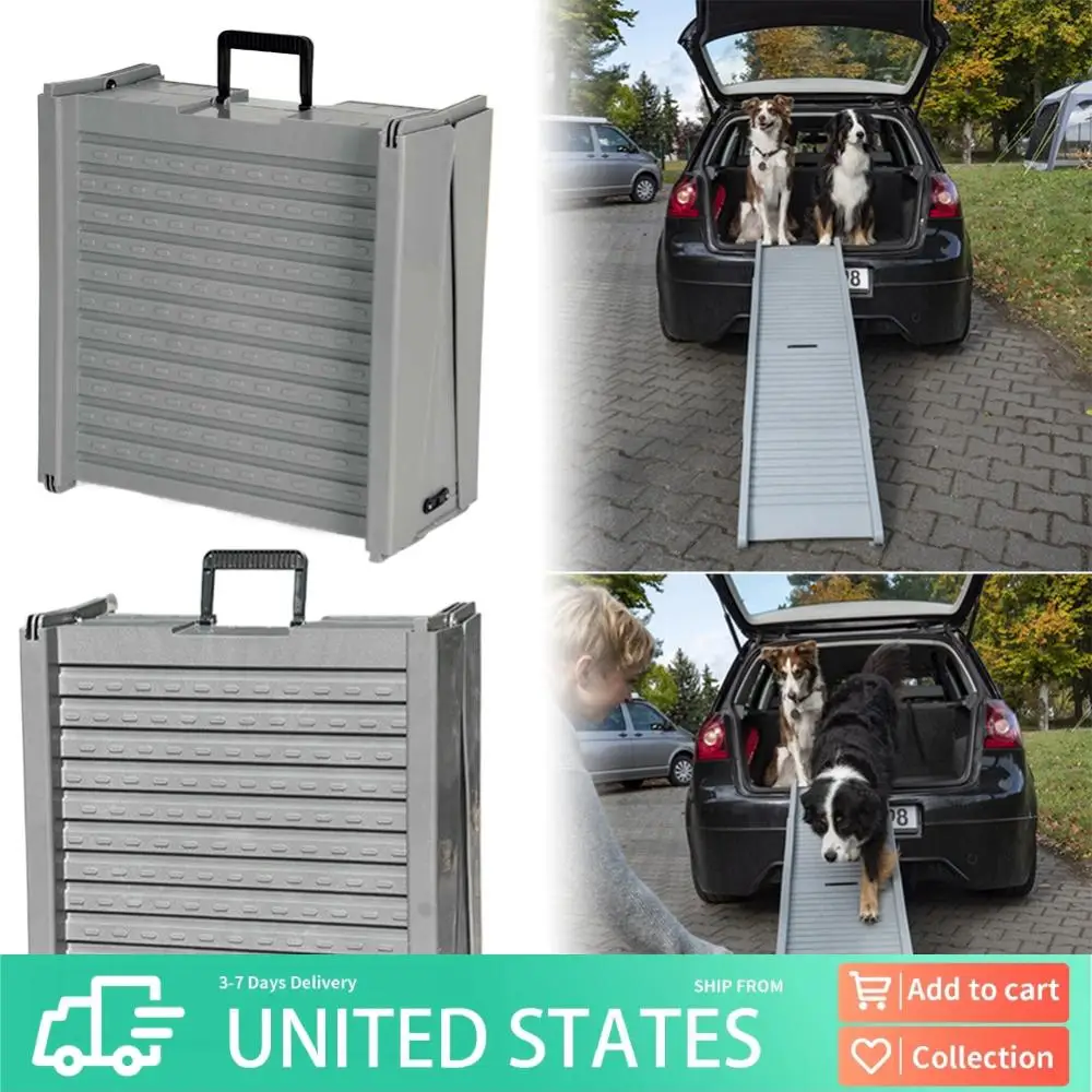 

Folding Portable Pet Stair Ramp Non-Slip Rug Surface Dog SUV & Truck Ramp 59x15.8 Inch Pet Ramp Stairs for Large Dogs SUV Truck