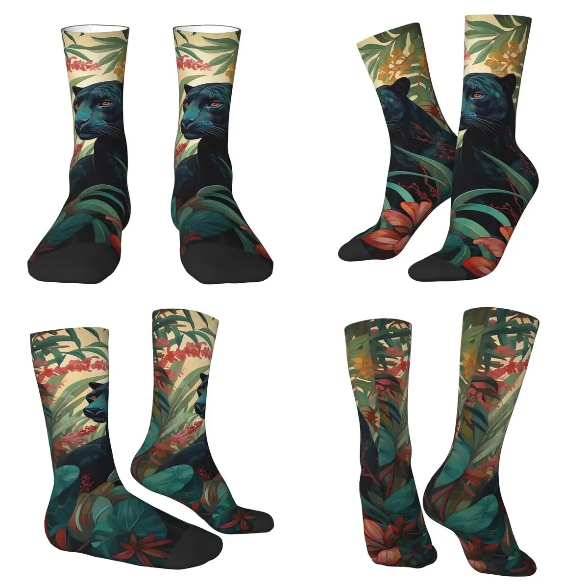 

Tropical Leopard Print Floral Animal Socks Harajuku Soft Stockings All Season Long Socks Accessories for Unisex Birthday Present
