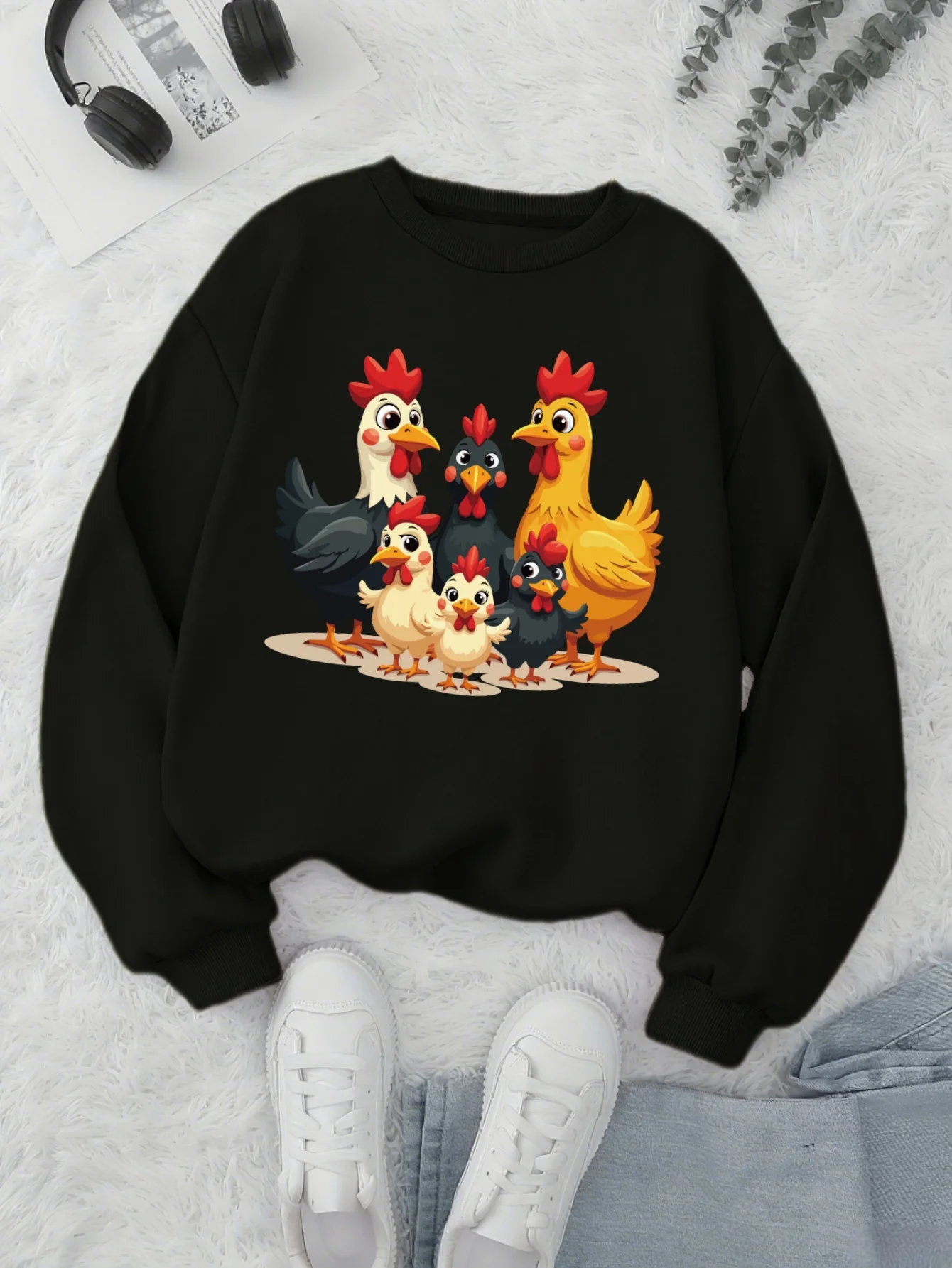 

Осенние и зимние хлопковые мужские и женские толстовки с графическим принтом «Курица» для спорта на открытом воздухе, модная трендовая одежда для отдыха