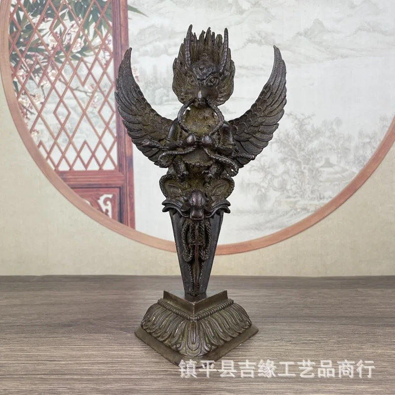 Tibetan Legend Hawk Redpoll Garoluo Bird Career Qiongniao Antique Dapeng Bird Vajra with Base