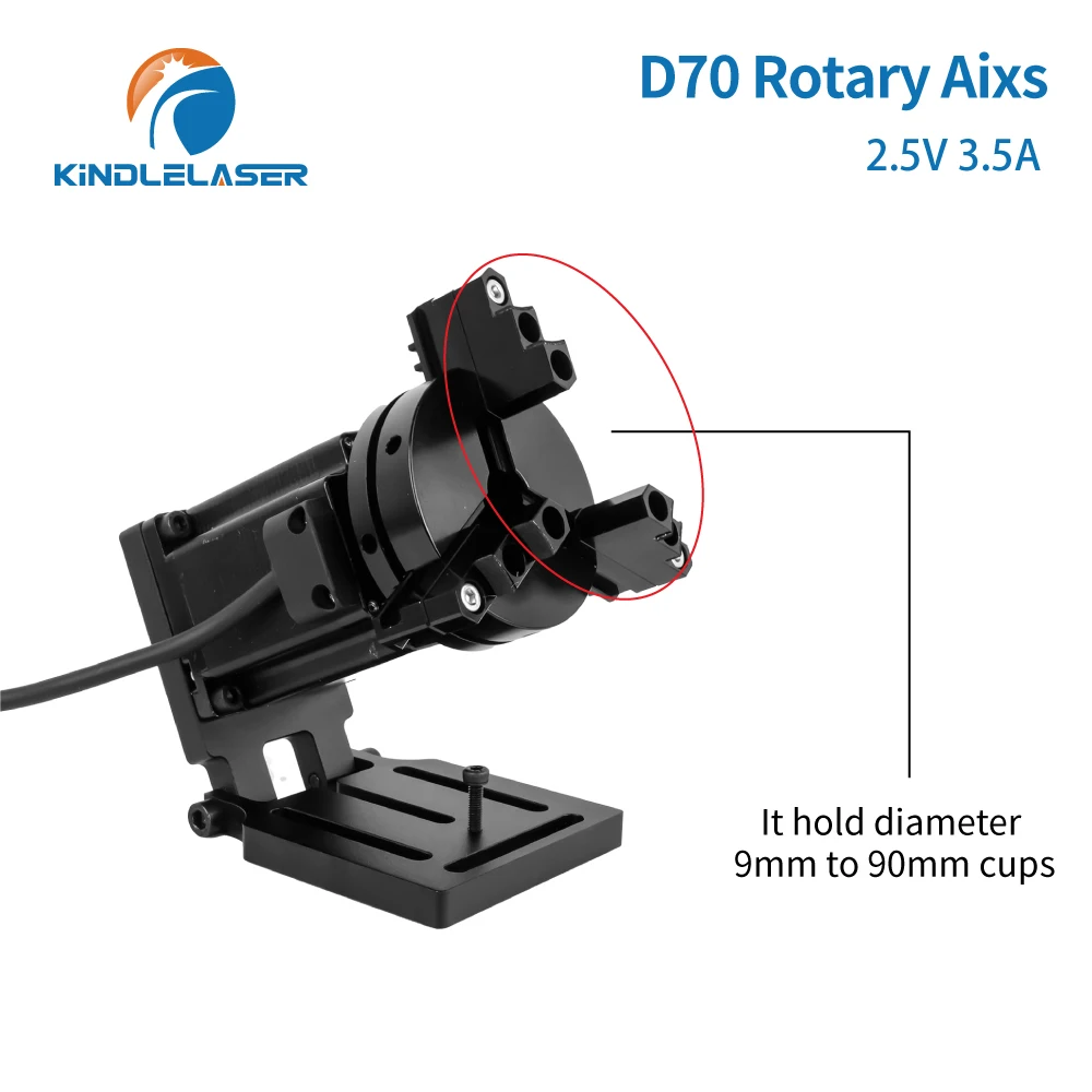 Kindlelaser D70 Rotary Axis with DM556 Driver Fiber Laser Engraver Marking Machine Rotation Tool for 360 Round Metal Adjustable