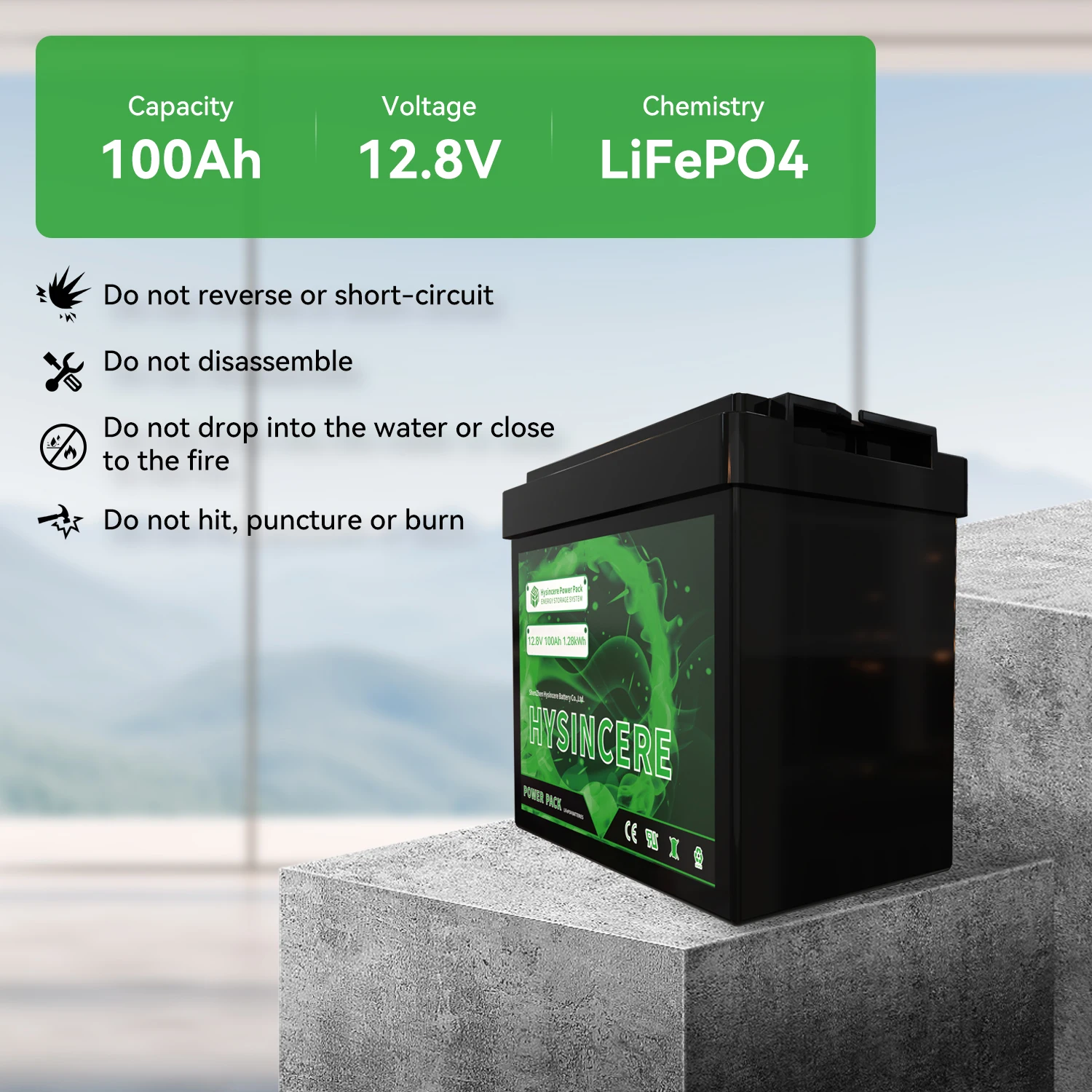 HYSINCERE 12V 100Ah LiFePo4 Battery Pack Built-in BMS for Solar Rv Home Energy Storage Cell New Lithium Iron Phosphate Batteries