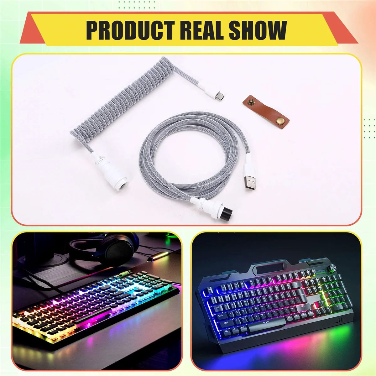 ATP-Cable de teclado mecánico USB C doble con conector GX16, interfaz tipo C ideal para teclados para juegos