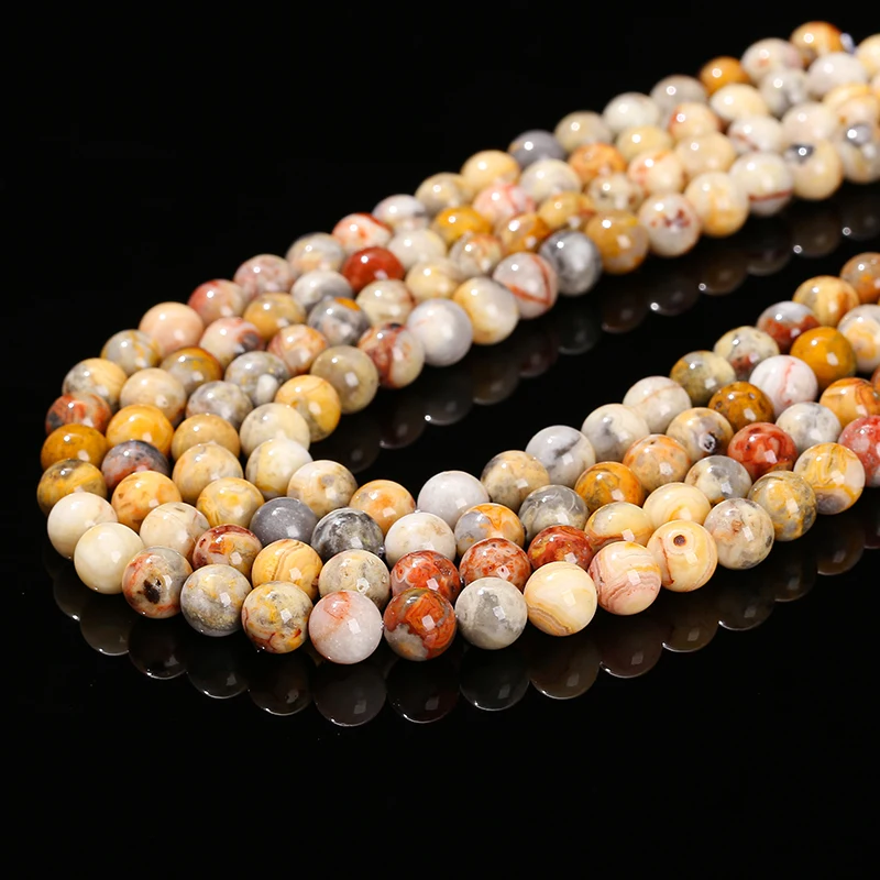 Crazy Lace Agate Natural Stone Beads, Round Loose Spacer 4-12mm Jewelry Making Supplies DIY Necklace Bracelet 15