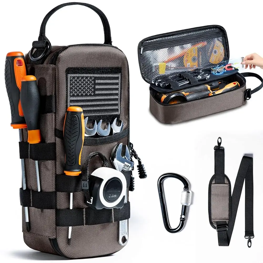 

Прочные маленькие сумки для инструментов для мужчин с карабином, тактическая сумка-органайзер для инструментов, портативный чехол для хранения хозяйственных инструментов