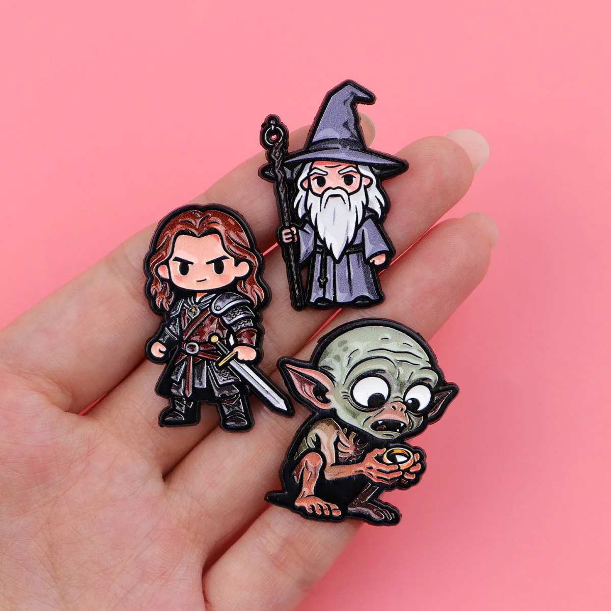 5/10Pcs Cute Q‑Version Fantasy Movie Character Enamel Pins Set, Lapel Brooch Badge for Backpack Clothes Bag, Collectible Decor