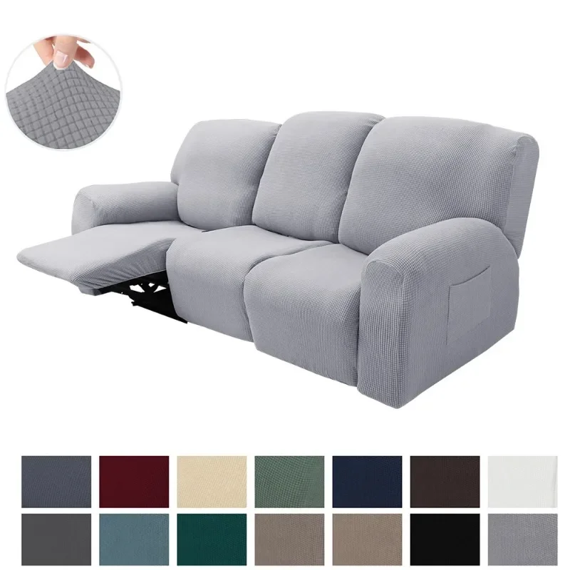 

8Pcs Elastic Recliner Sofa Covers 3 Seat Recliner Couch Slipcovers Stretch Reclining Couch Cover 3 Cushion Furniture Protector