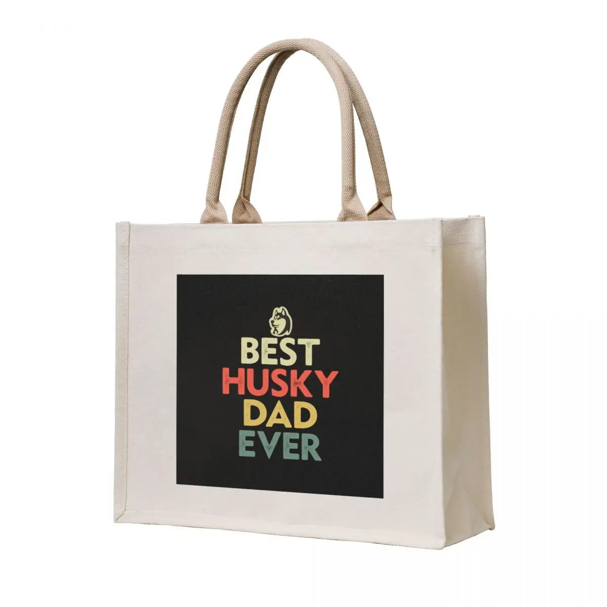 

Best husky dad-retro Tote Bag Handbags women tote bag screen Canvas