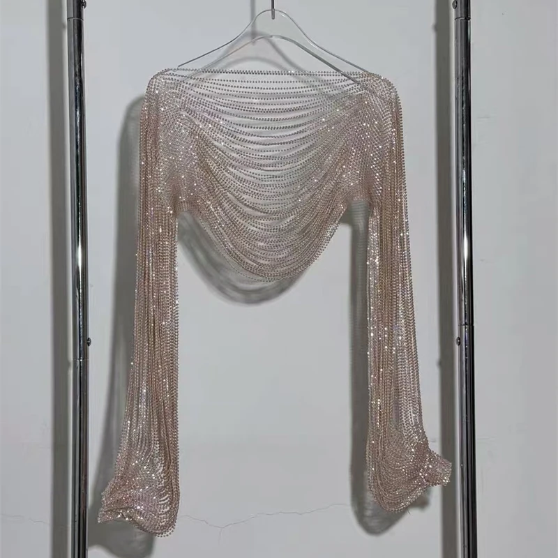 Hochwertiges Diamant-Halsketten-Zubehör, 2026, neuer Stil, Kleidung, Schal-Zubehör, trendiges, langärmeliges Crop-Top, mehrschichtig – Detail 5
