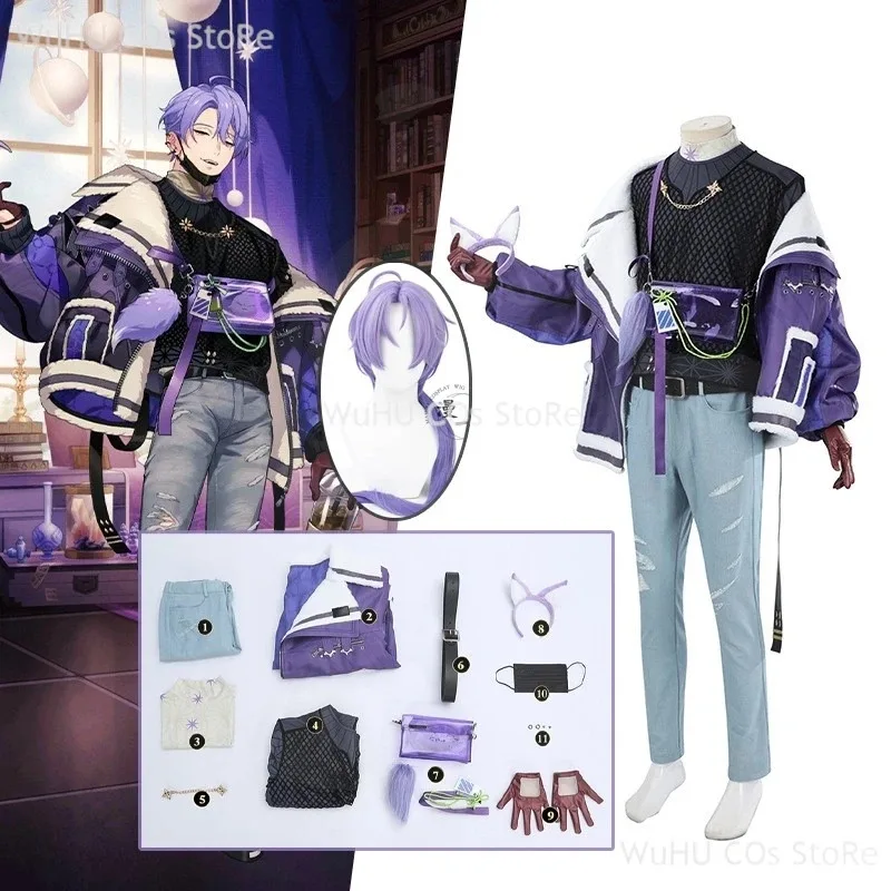 

a7d@Jiunotte Cosplay Costume Snowy Night Residual Temperature Anime Party Uniform Wig Game Nu: Carnival Hallowen Play Role Cloth