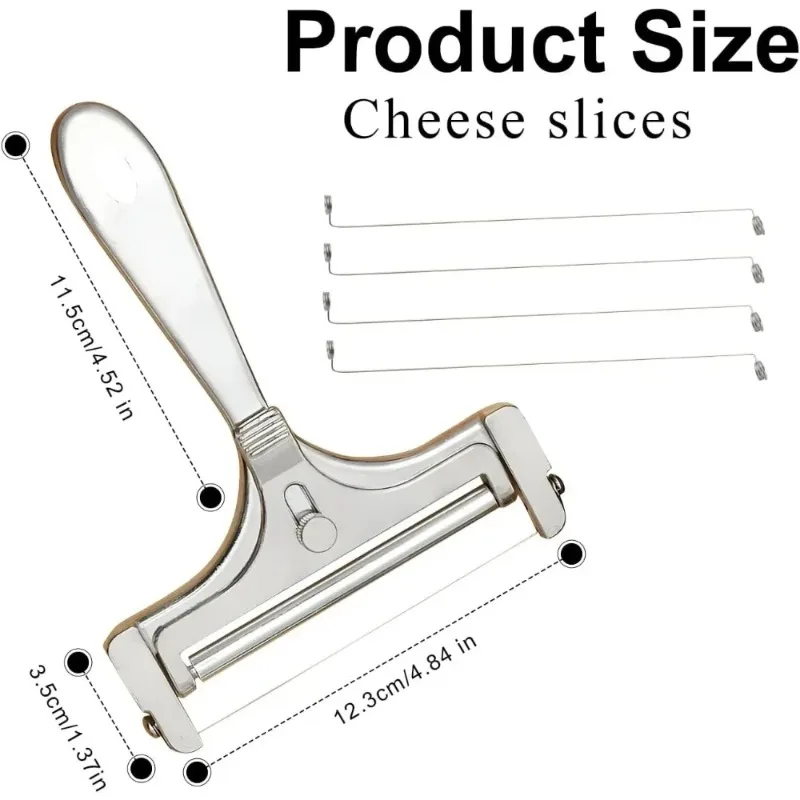 2025 Hot Sale Cheese with A Set of 4 Spare Wires Casters Adjustable Thickness Cutter Stainless Steel Manual Cheese Slicer