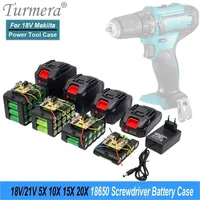 Turmera 18V 21V Screwdriver Battery Case 5X 10X 15X 20X 18650 Holder 5S 50A BMS Weld Nickel Use in Replace 48VF 88VF Power Drill