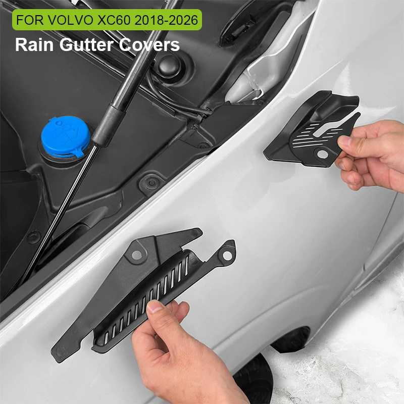 

For Volvo XC60 2018-2026 Rain Gutter Covers Anti-leaf Debris Blocking Wiper Drain Slot Modified Drain Retrofit Hood-drain Hole