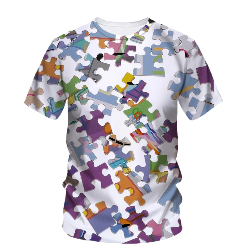 Bestselling card puzzle T-shirt multi-color 3D printing T-shirt round neck short sleeved men's summer fashion new T-shirt
