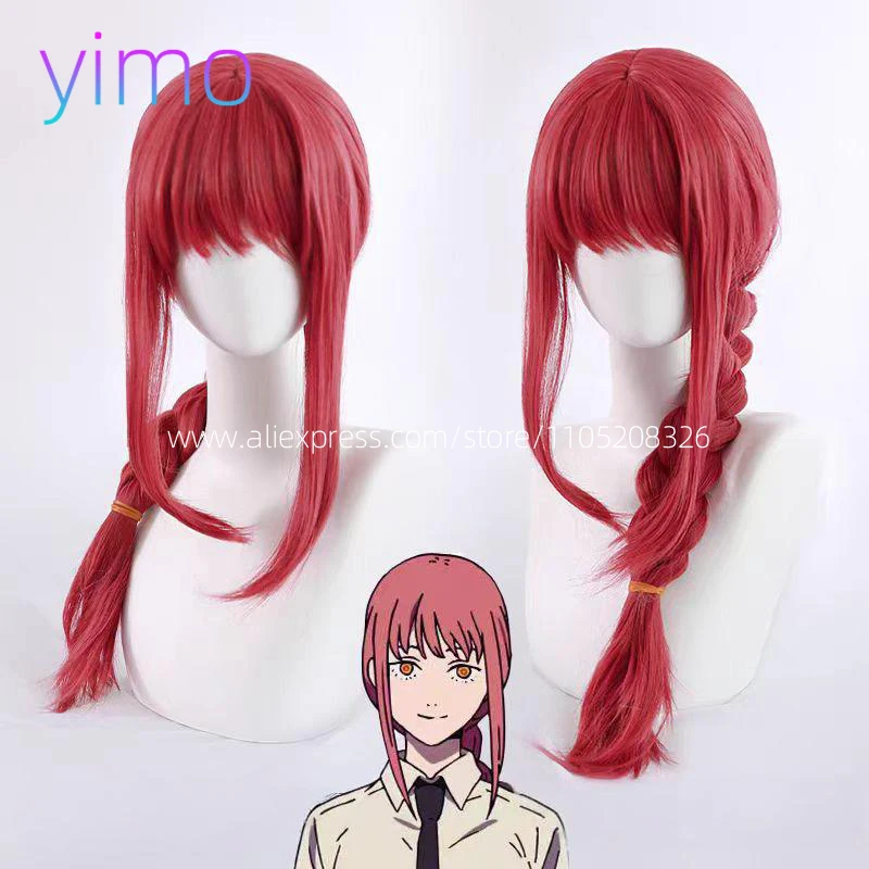 

Anime Makima Cosplay Wig 70cm Long Rose Red Braided Wigs Heat Resistant Synthetic Hair Halloween Party Scalp Wigs