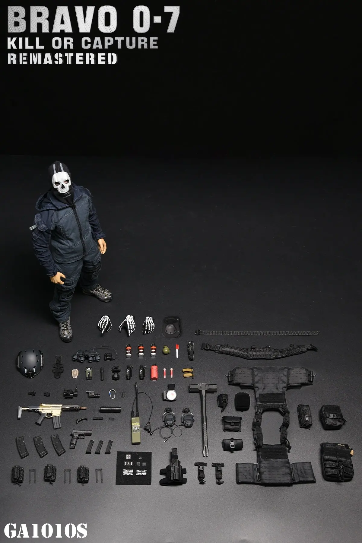 Fácil e simples GA1010S modelo de conjunto de soldado em escala 1/6 para 12 ''BRAVO 0-7 Night Battle Ghost