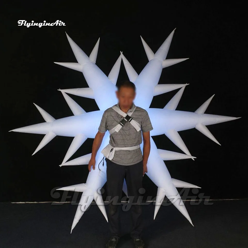 

Attractive Lighting Wearable Inflatable Snowflake Parade Costume White Blow Up Articifial Snow Model For New Year Event