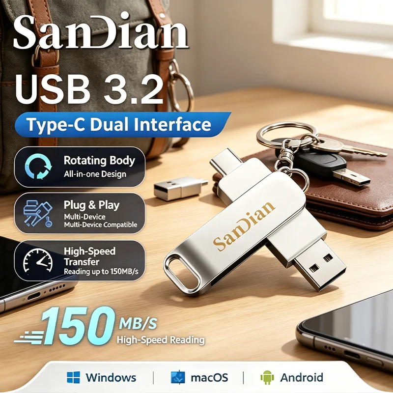 2026 Original SB 3.2 Type-C Ultra Dual Drive Luxe Flash Drive Metal U Disk 128GB 256GB 512GB 1TB High Speed Memory Stick