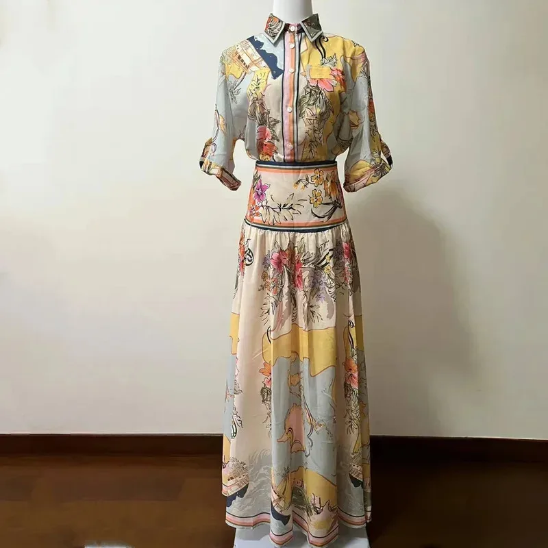 

Women's Suit Floral Linen Elegant Long Suits Casual Vacation Beach Party Suits Woman Clothing Fashion High Quality Suits 2025