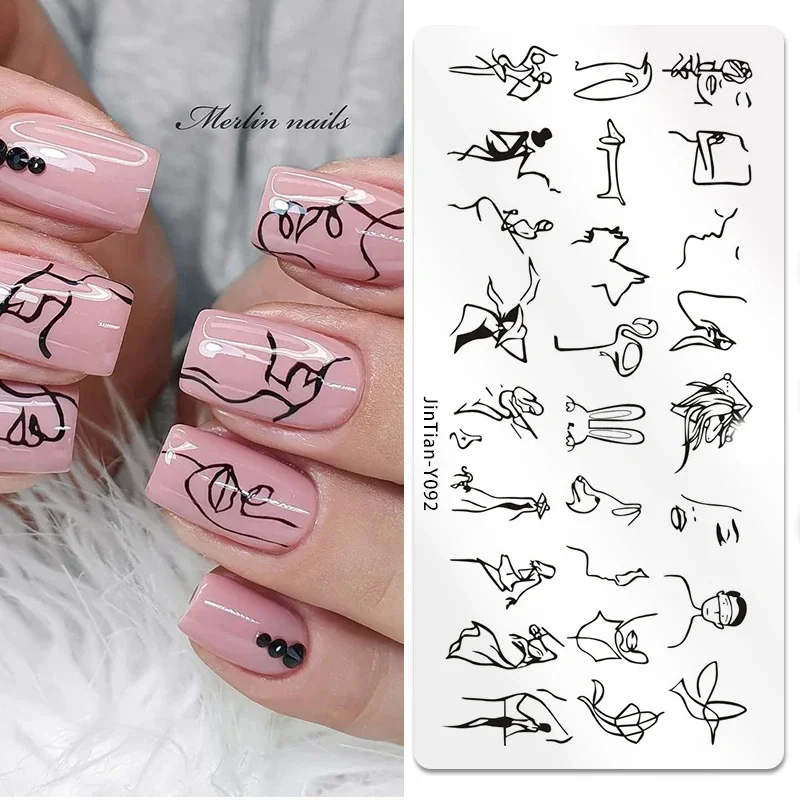 Valentine\'s Day Heartbeat Nail Stamp Templates Love Heart English Letter Nails Art Stamping Plate Professional Nails Supplies