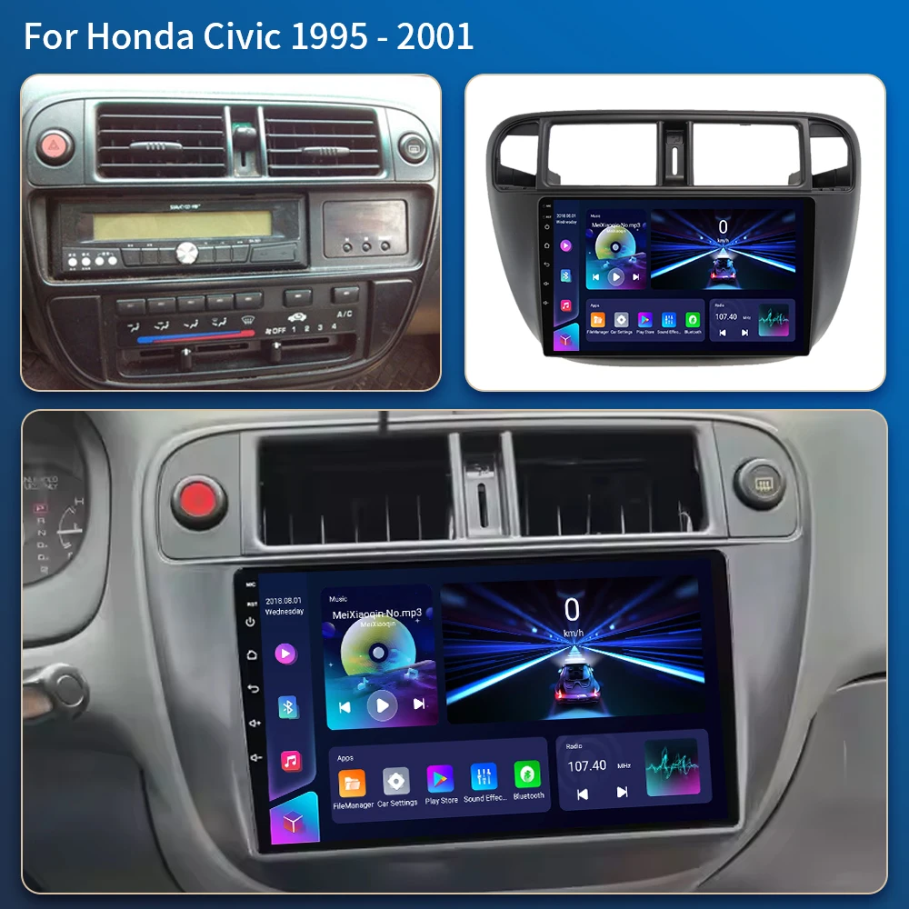Car Radio For Honda Civic EJ EK EM 1995-2001 Navigation GPS Wireless Android Auto HDR Stereo Bluetooth Carplay 4G Wifi No 2din