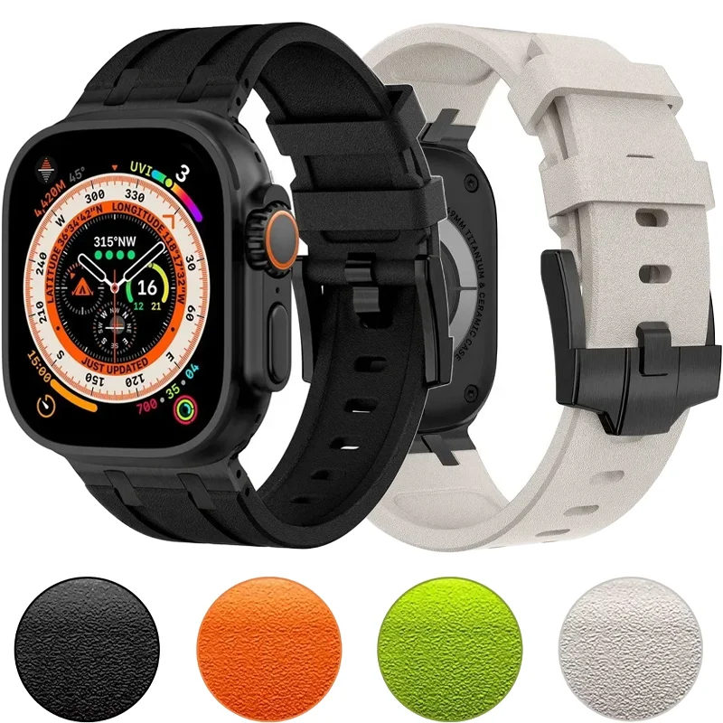 AP Liquid Silicone Strap For Apple Watch Ultra 3 49mm 11-10 46mm Stone pattern Breathable Bracelet iWatch 9 8 7 6 SE3 45mm 44mm
