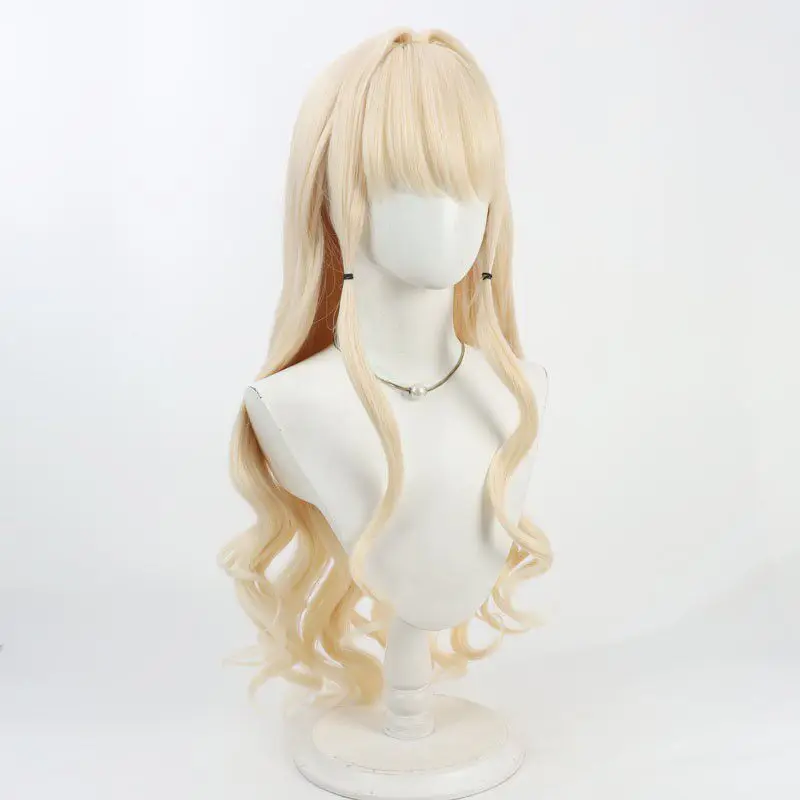 Game Crown Cosplay Wig Gold Long Curly Cosplay Wig For Comicon Party Adult Women Men