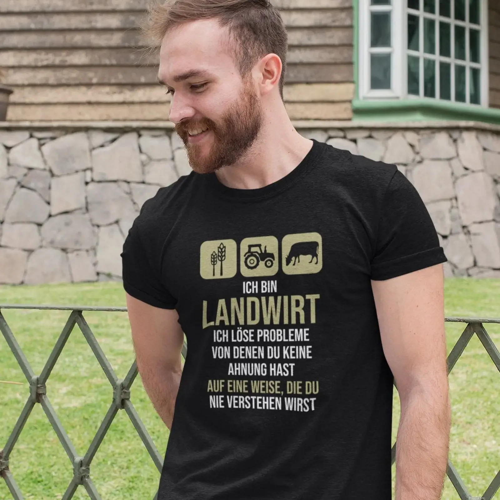 Farmer T Shirt Humor Tractor I am a solve problems funny shirts for men with sayings vintage Washed Comfortable streetwear