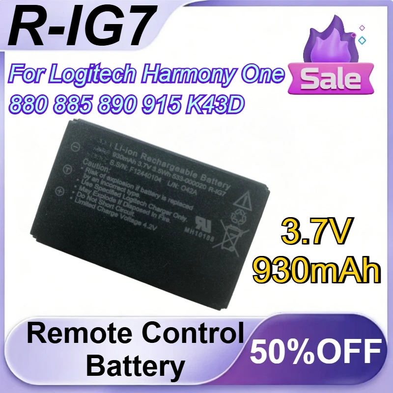 

R-IG7 3.7V 930mAh Remote Control Battery for Logitech Harmony One 880 885 890 915 K43D