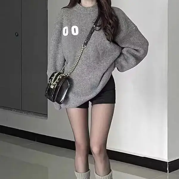 

Pullover Sweater Women Autumn Winter Design Niche Loose Japanese Style Retro Lazy Style High-End Soft Wax Knitted Y2k Top Emo