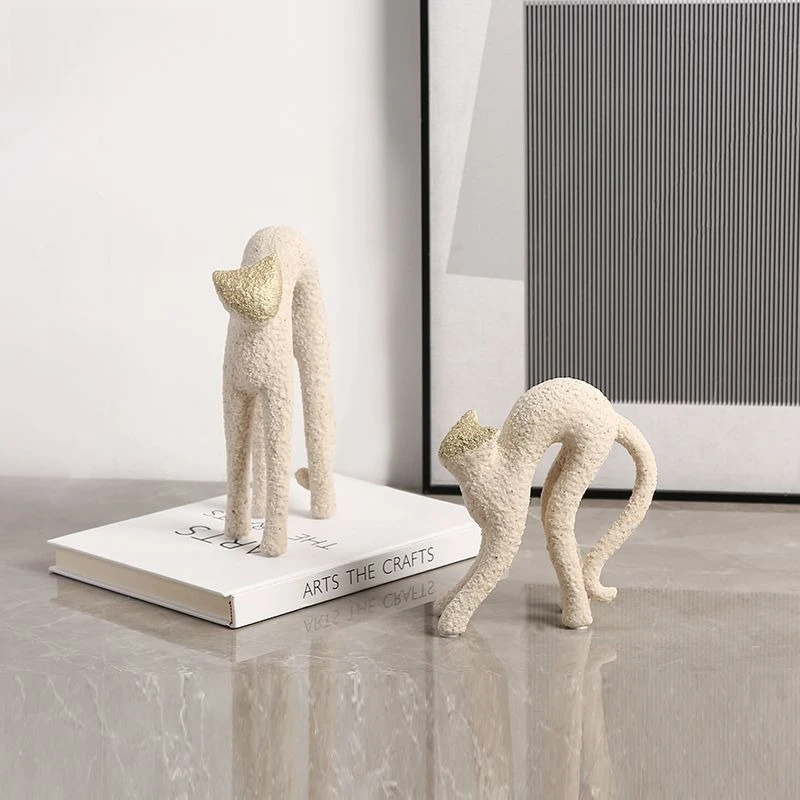 

Modern wabi-sabi wind abstract animal sandstone cat ornament, exhibition hall office bookcase desktop creative