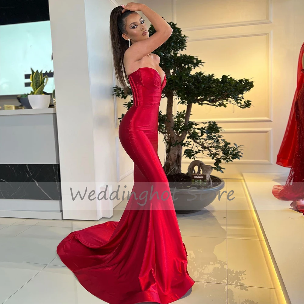 Burgundy Evening Dresses 2023 Mermaid V Neck Satin Sexy  Gowns for Women  Backless Trumpet Simple Prom Party Dress