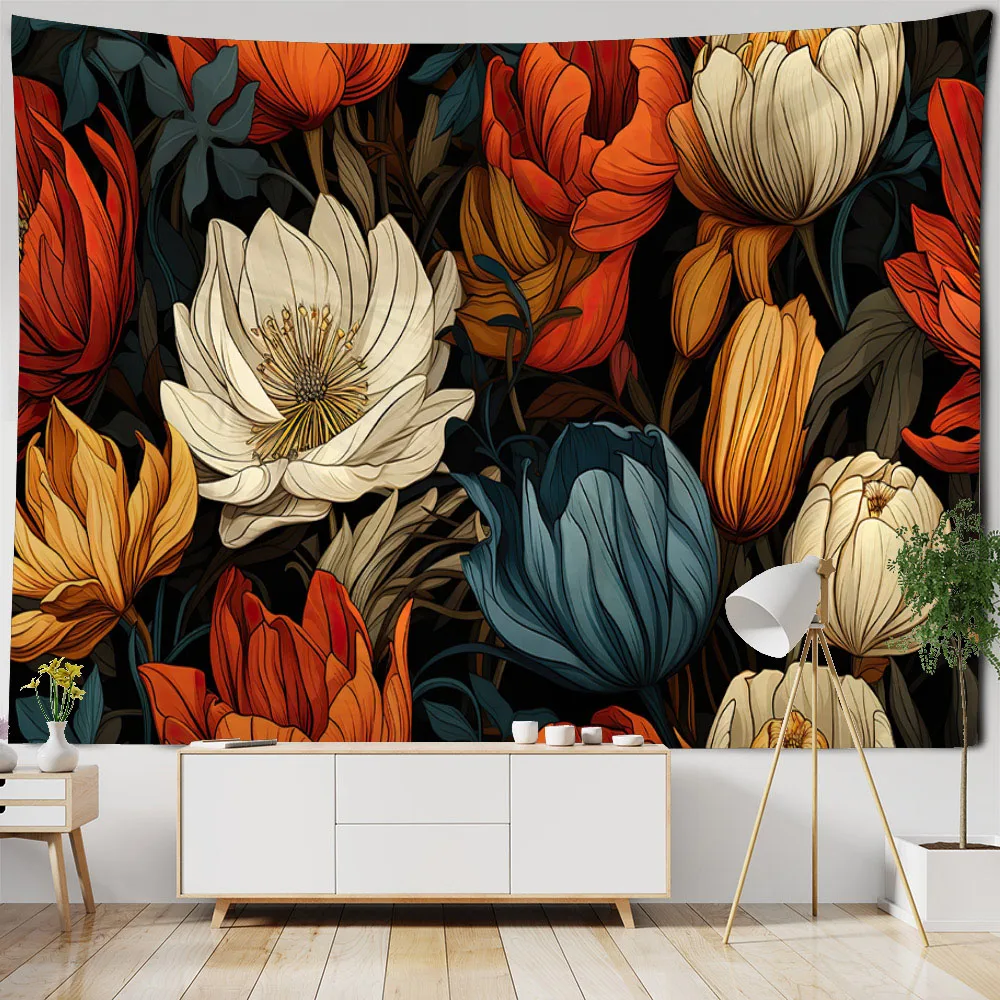 Beautiful flower tapestry room decoration wall hanging cloth cheap Bohemian home wall decoration tapestry bedroom living room