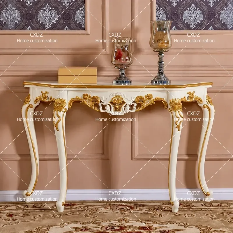 Luxury Semi Round Console Table for Entryway Foyer Wall Mounted Side Cabinet Narrow Hallway Decor Partition Shelf Modern Home