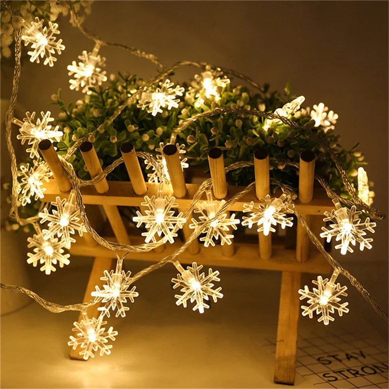 10M 80LEDs Snowflakes Christmas Garland String Lights USB/Battery Powered Fairy Lights for Home Garden Party Wedding Decoration