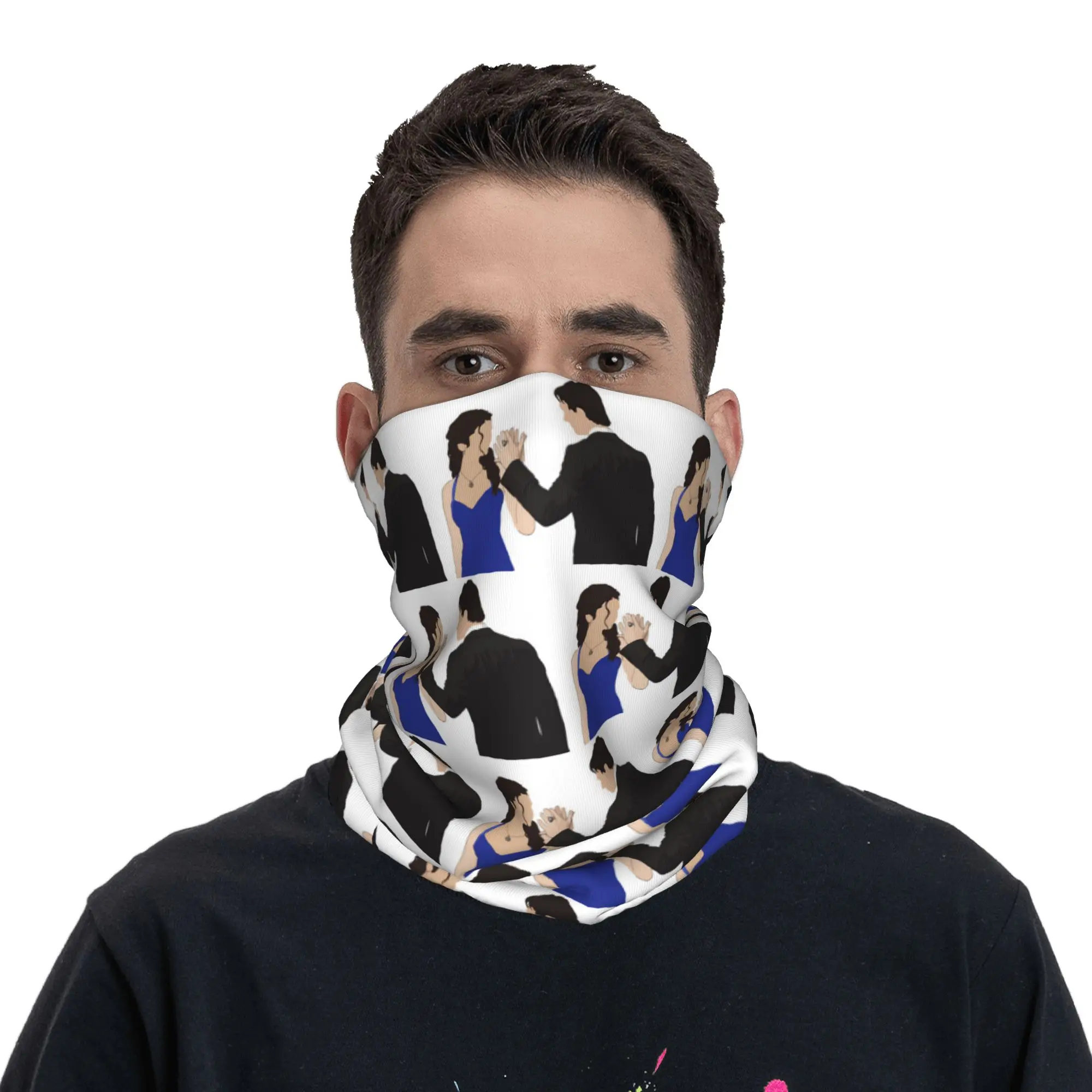 The Vampire Diaries Damon Salvatore And Elena Bandana Neck Gaiter Printed Mask Scarf Headwear Riding For Men Women All Season