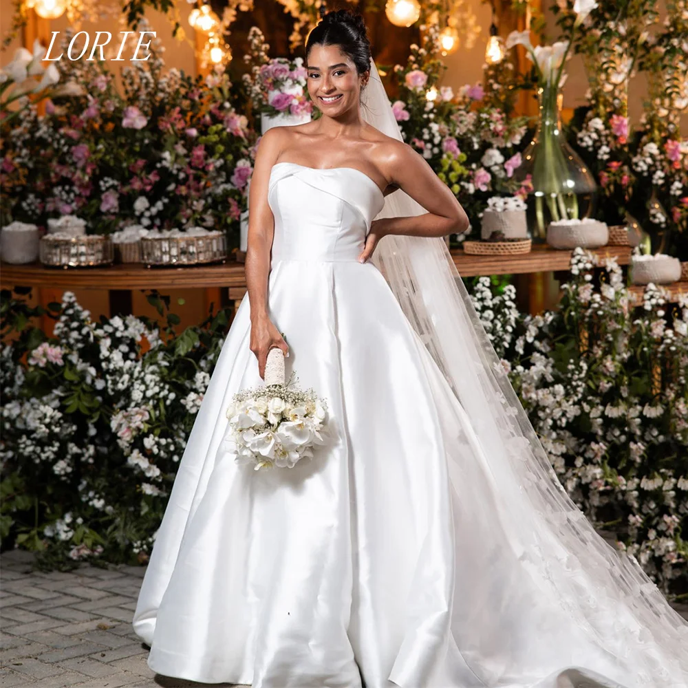 

LORIE Luxury A Line Wedding Dress Lrregular Strapless Bridal Dresses Elegant Temperament Wedding Gown Customized 2026