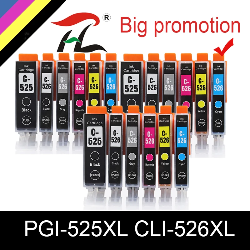 HTL PGI525 Ink Cartridge for Canon Pixma MG5150 MG5250 MG5350 MX885 MX895 MX715 IP4850 IP4950 Printer Cartridge PGI-525 CLI-526